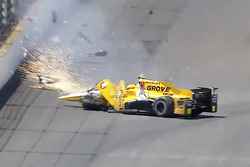 Spencer Pigot, Rahal Letterman Lanigan Racing Honda in a huge crash