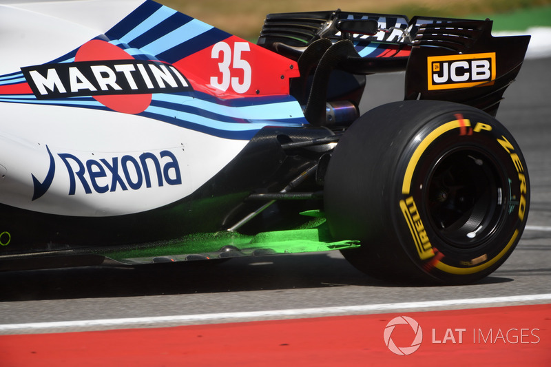 Lance Stroll, Williams FW41 con parafina aerodinámica en el piso trasero