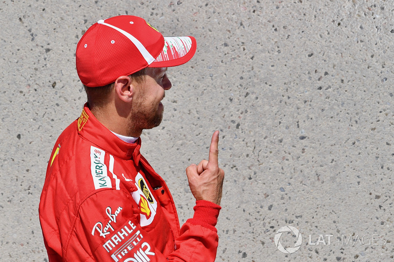 Sebastian Vettel, Ferrari celebrates in parc ferme