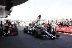 Lewis Hamilton, Mercedes AMG F1 W09, celebrates victory in parc ferme