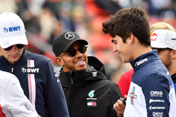 Lewis Hamilton, Mercedes-AMG F1 and Lance Stroll, Williams on the drivers parade