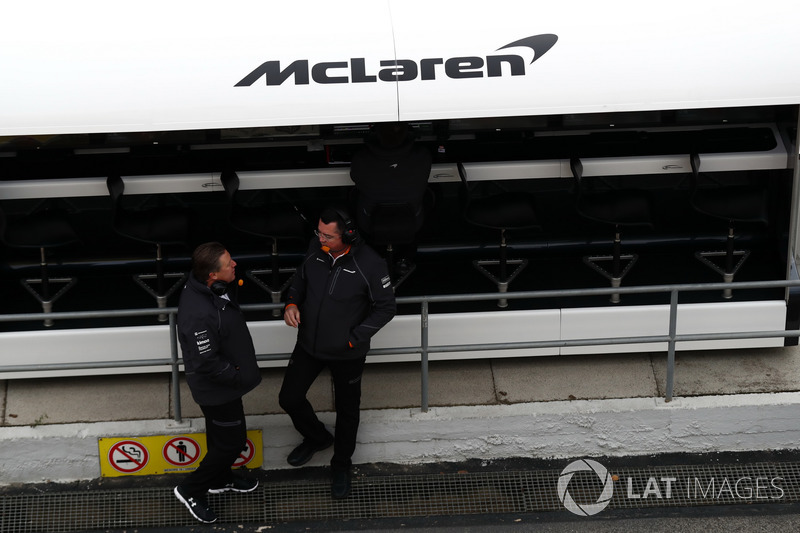 Zak Brown, McLaren Executive Director, Eric Boullier, McLaren Racing Director