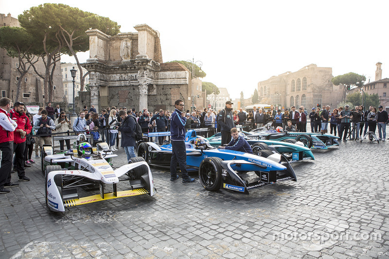 Formula E cars on display in Rome