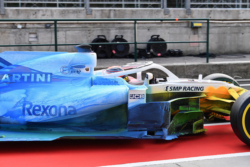 Robert Kubica, Williams FW41, avec de la peinture aéro flow-viz sur la voiture