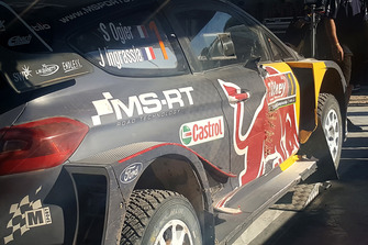 La voiture accidentée de Sébastien Ogier, Julien Ingrassia, Ford Fiesta WRC, M-Sport