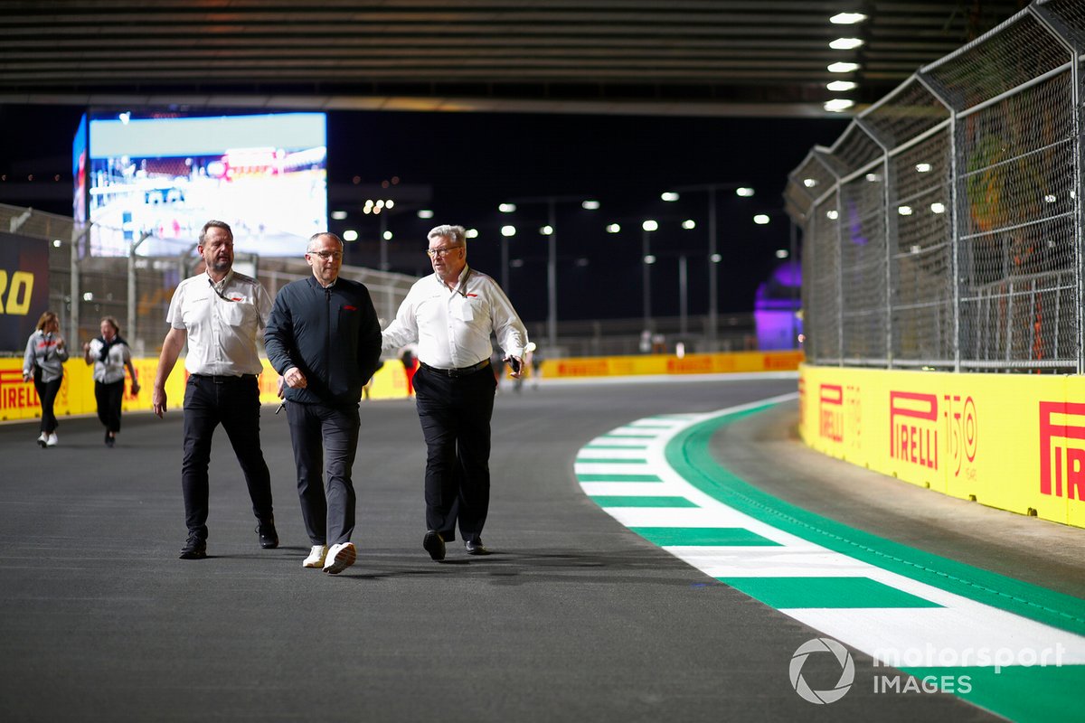 Stefano Domenicali, CEO, Formula 1 and Ross Brawn, Managing Director of Motorsports, FOM track walk 