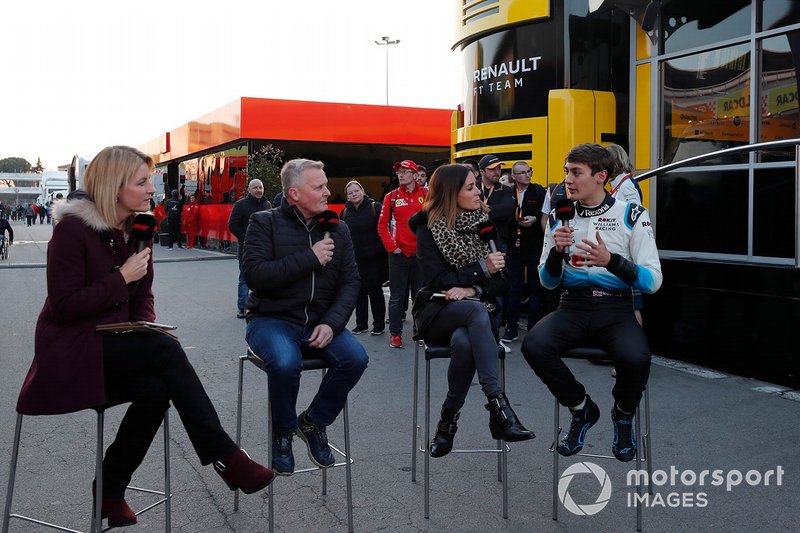 Rachel Brooks, Sky TV, Johnny Herbert, Sky TV, Natalie Pinkham, Sky TV and George Russell, Williams Racing