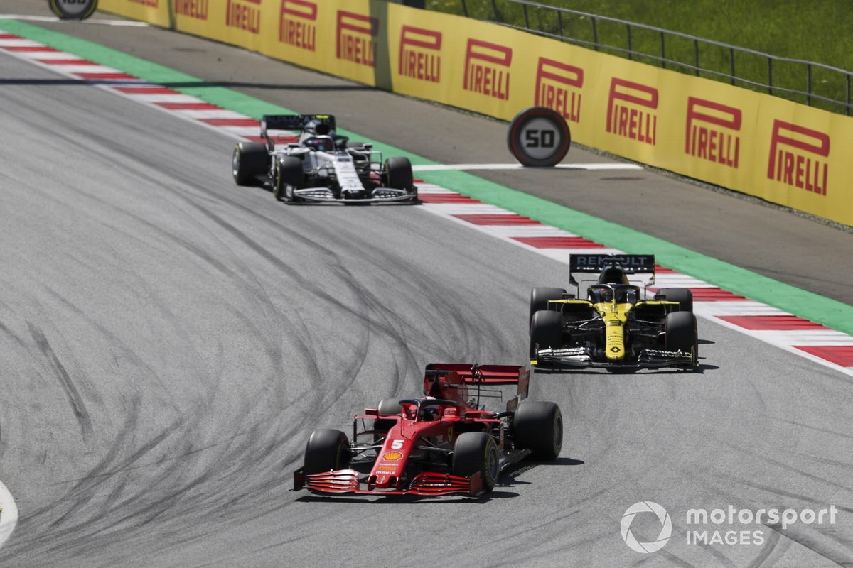 Sebastian Vettel, Ferrari SF1000, Daniel Ricciardo, Renault F1 Team R.S.20, y Pierre Gasly, AlphaTauri AT01