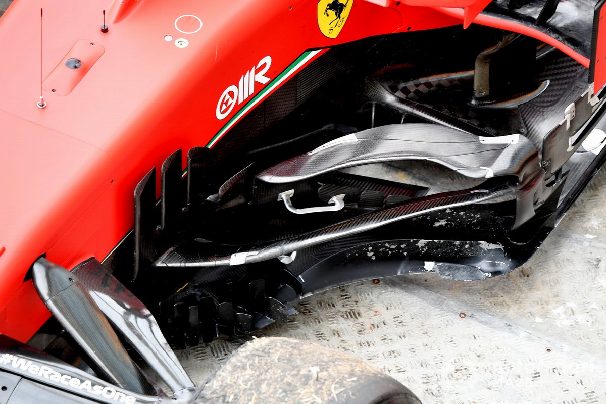 The car of Sebastian Vettel, Ferrari SF1000, on a truck after a technical failure