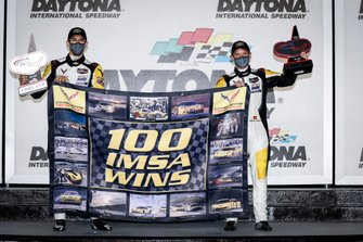 #3 Corvette Racing Corvette C8.R, GTLM: Antonio Garcia, Jordan Taylor, podium, 100 IMSA wins for Corvette Racing
