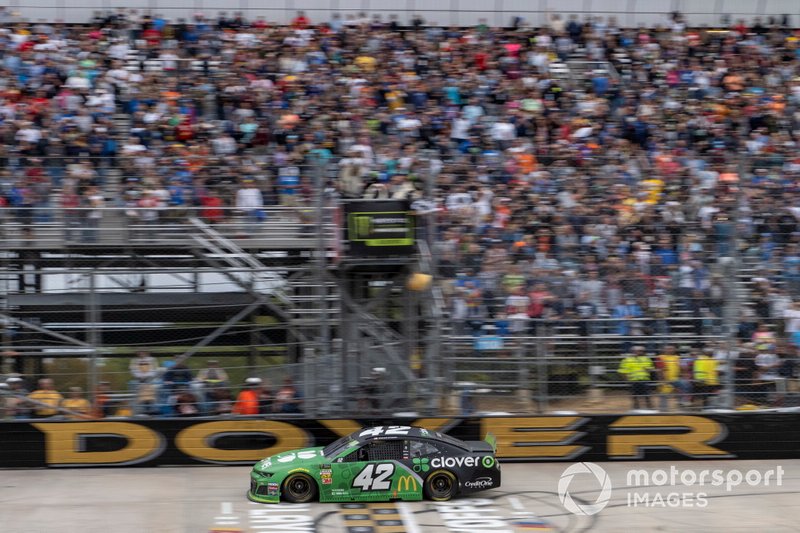 Kyle Larson, Chip Ganassi Racing, Chevrolet Camaro Clover takes the checkered flag
