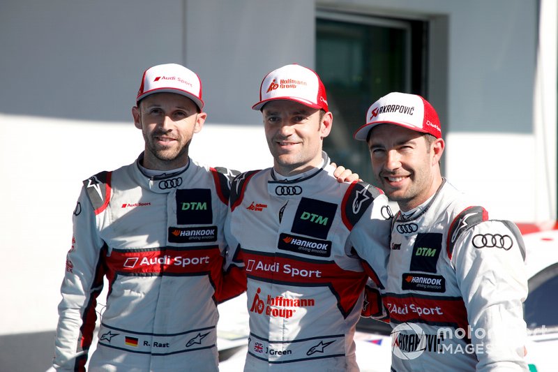 Top 3 after Qualifying, Pole sitter Jamie Green, Audi Sport Team Rosberg, René Rast, Audi Sport Team Rosberg, Mike Rockenfeller, Audi Sport Team Phoenix