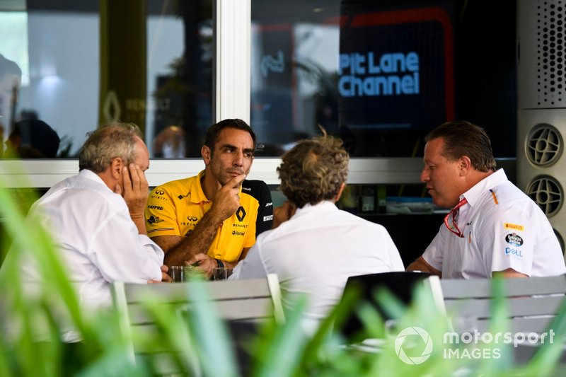 Alain Prost, Renault F1 Team, Jerome Stoll, President of Renault Sport F1, Cyril Abiteboul, Managing Director, Renault F1 Team and Zak Brown, Executive Director, McLaren