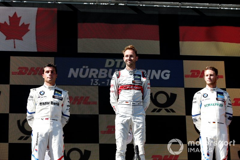 Podio: Il vincitore della gara René Rast, Audi Sport Team Rosberg, secondo classificato Bruno Spengler, BMW Team RMG, terzo classificato Marco Wittmann, BMW Team RMG