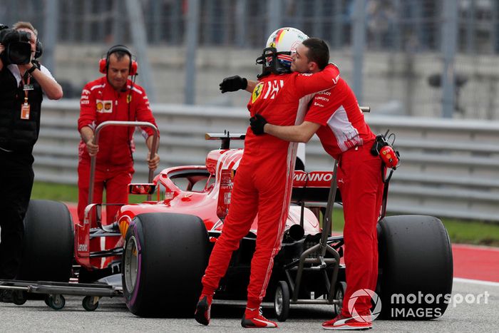 Sebastian Vettel, Ferrari en parc ferme 