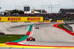 Kimi Raikkonen, Ferrari SF71H, leads Sebastian Vettel, Ferrari SF71H