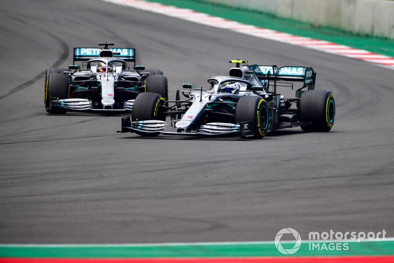 Valtteri Bottas, Mercedes AMG W10 and Lewis Hamilton, Mercedes AMG F1 W10 