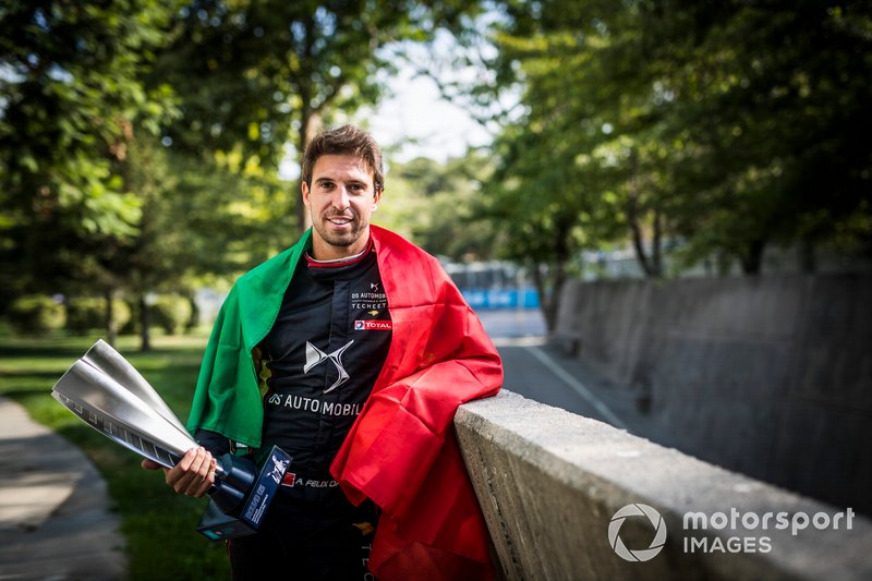 Antonio Felix da Costa, DS Techeetah, 2nd position, poses with his trophy