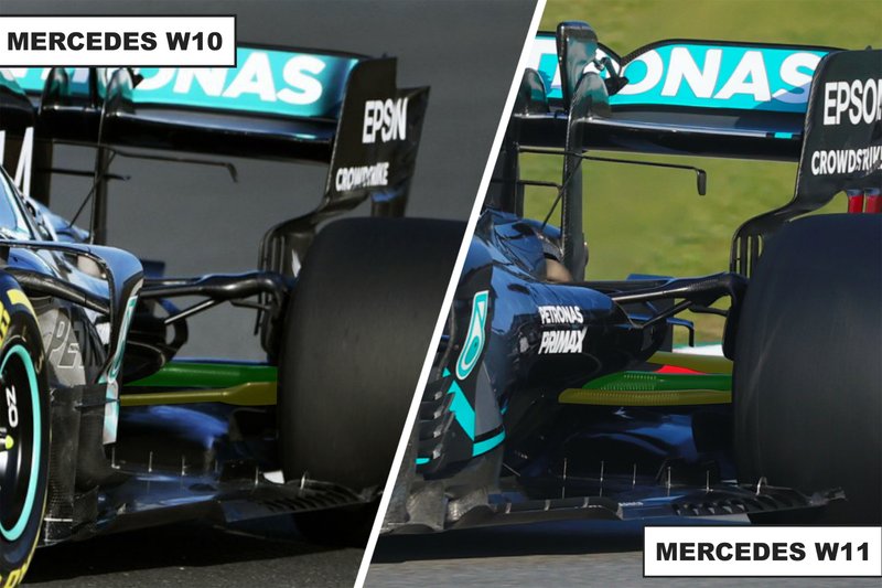 Mercedes AMG F1 W11 & W10 comparsion rear