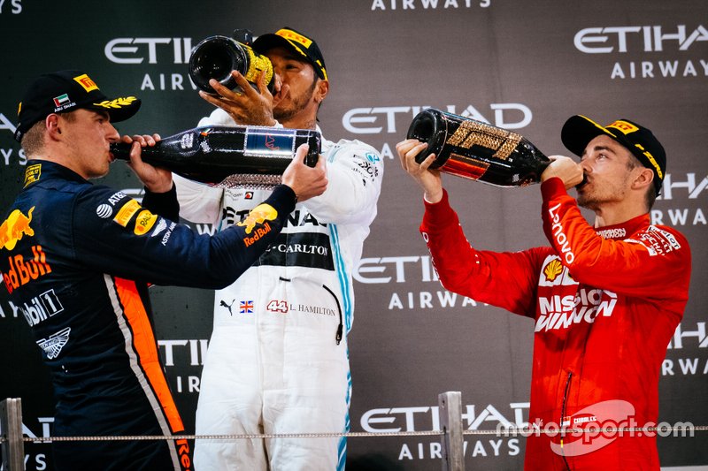 Podium: Lewis Hamilton, Mercedes AMG F1 , Max Verstappen, Red Bull Racing, Charles Leclerc, Ferrari