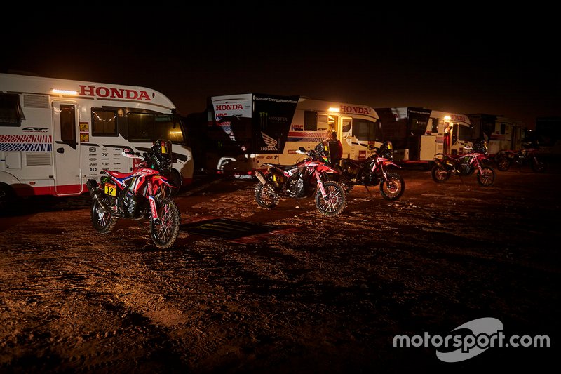 Monster Energy Honda Team team area by night