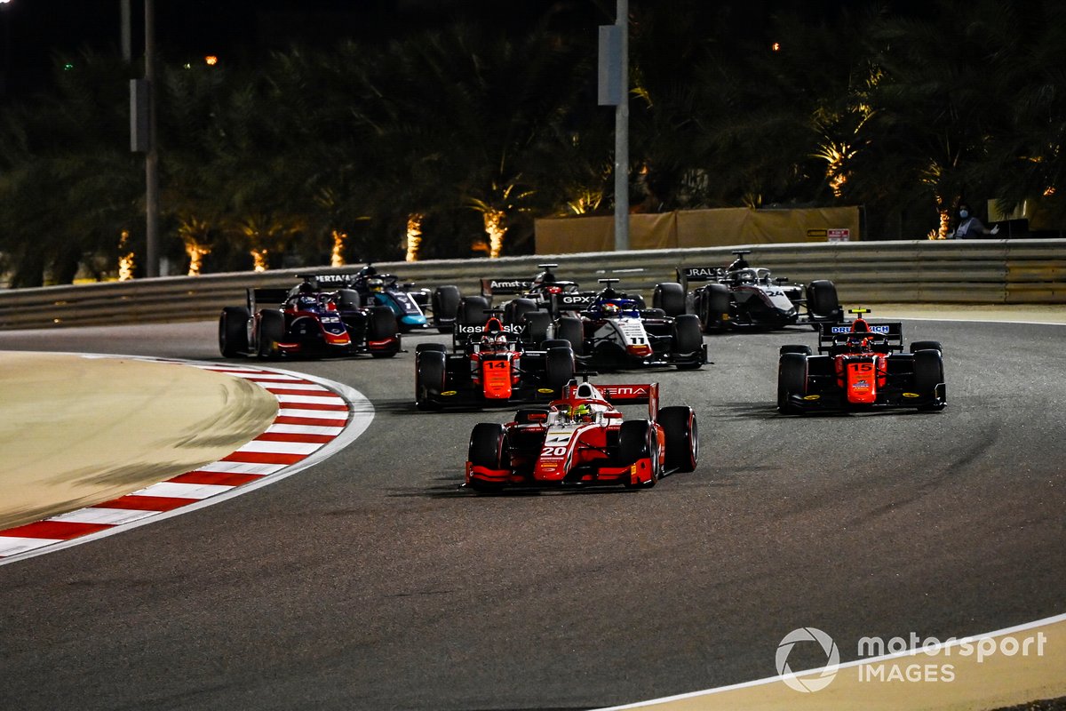 Mick Schumacher, Prema Racing,Felipe Drugovich, MP Motorsport, Giuliano Alesi, MP Motorsport, Louis Deletraz, Charouz Racing System, and Nikita Mazepin, Hitech Grand Prix