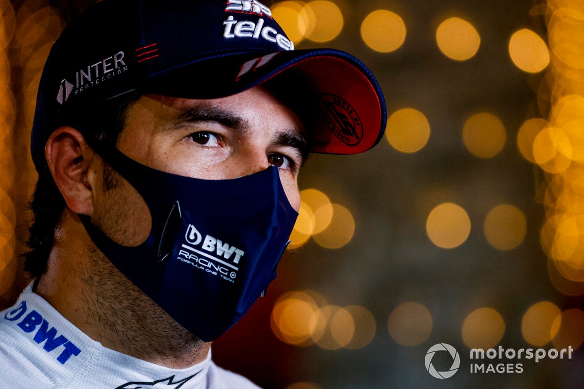 Sergio Perez, Racing Point, viene intervistato dopo le qualifiche