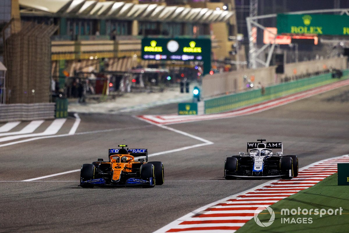 Lando Norris, McLaren MCL35, Jack Aitken, Williams FW43