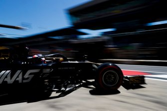 Romain Grosjean, Haas F1 Team VF-19, leaves the garage