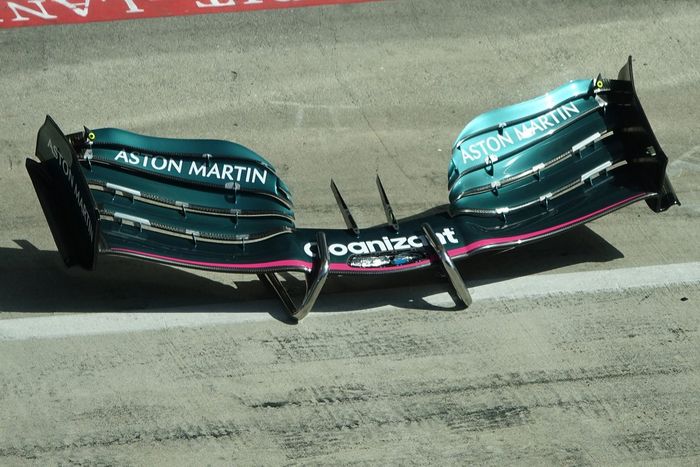 Detalle del alerón delantero del Aston Martin AMR21 