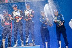 Podium: winners Sébastien Ogier, Julien Ingrassia, Volkswagen Motorsport, third place Mads Ostberg,