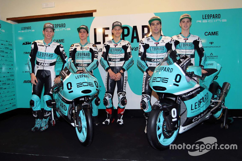 Andrea Locatelli, Leopard Racing, Joan Mir, Leopard Racing, Fabio Quartararo, Leopard Racing, Miguel Oliveira, Leopard Racing et Danny Kent, Leopard Racing