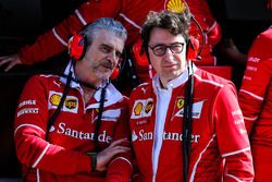 Maurizio Arrivabene, Ferrari Team Principal with Mattia Binotto, Ferrari Chief Technical Officer