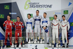 Podium GTE-Pro: Race winners #67 Ford Chip Ganassi Racing Ford GT: Andy Priaulx, Harry Tincknell, Pipo Derani, second place #51 AF Corse Ferrari 488 GTE: James Calado, Alessandro Pier Guidi, third place #91 Porsche Team Porsche 911 RSR: Richard Lietz, Frédéric Makowiecki