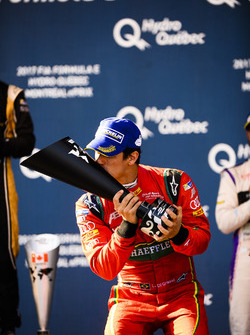 Lucas di Grassi, ABT Schaeffler Audi Sport, celebrates on the podium
