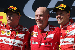 Podium: race winner Sebastian Vettel, Ferrari, second place Kimi Raikkonen, Ferrari, Jock Clear, Eng