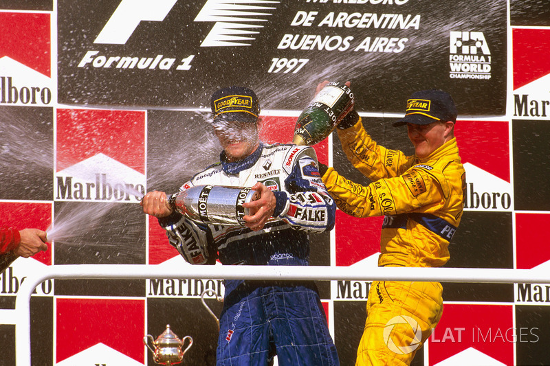 1. Jacques Villeneuve, Williams; 3. Ralf Schumacher, Jordan