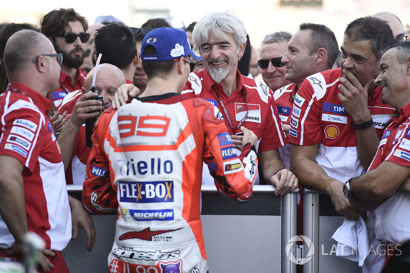 Third place Jorge Lorenzo, Ducati Team, Gigi Dall'Igna, Ducati Team General Manager