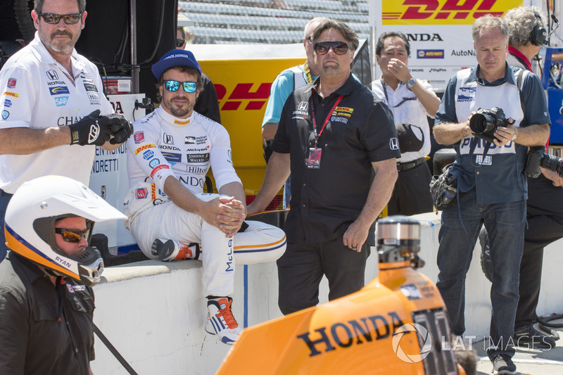 Fernando Alonso, Andretti Autosport Honda with team owner Michael Andretti