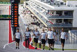 Romain Grosjean, Haas F1 Team and his team members during the track walk