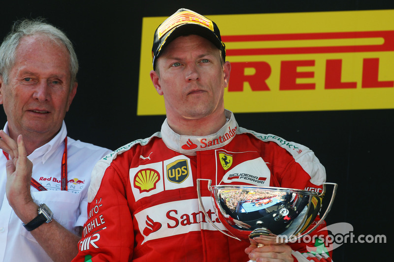 Kimi Raikkonen, Ferrari viert tweede plaats op het podium