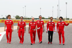 Sebastian Vettel, Ferrari walks the circuit with the team