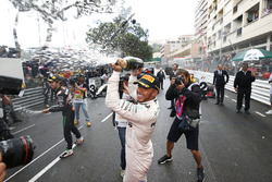 Race winner Lewis Hamilton, Mercedes AMG F1 celebrates at the podium