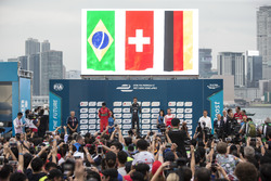 Podium: Race winner Sébastien Buemi, Renault e.Dams; second place Lucas di Grassi, ABT Schaeffler Audi Sport; third place Nick Heidfeld, Mahindra Racing