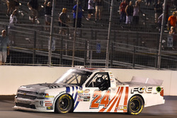 Justin Haley, GMS Racing, Chevrolet Silverado Fraternal Order Of Eagles celebrates his win