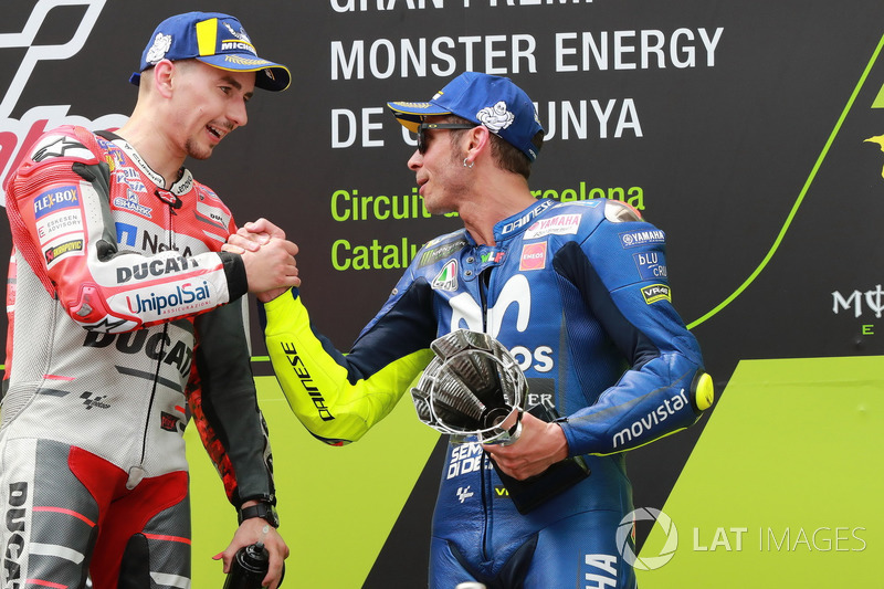 Podium: Jorge Lorenzo, Ducati Team, Valentino Rossi, Yamaha Factory Racing