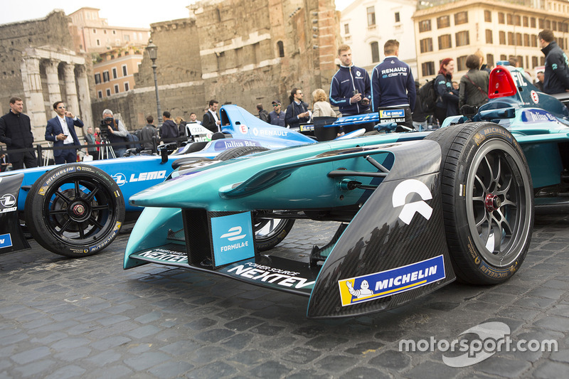 Formula E cars on display in Rome