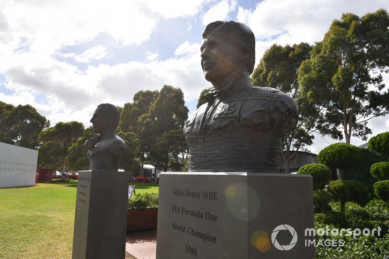 Busts of Australian Formula 1 World Champions Sir Jack Brabham and Alan Jones