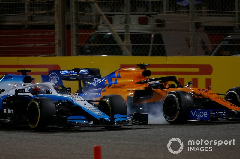 George Russell, Williams Racing FW42, lotta con Carlos Sainz Jr., McLaren MCL34