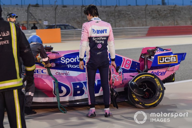 Lance Stroll, Racing Point, crashes his car